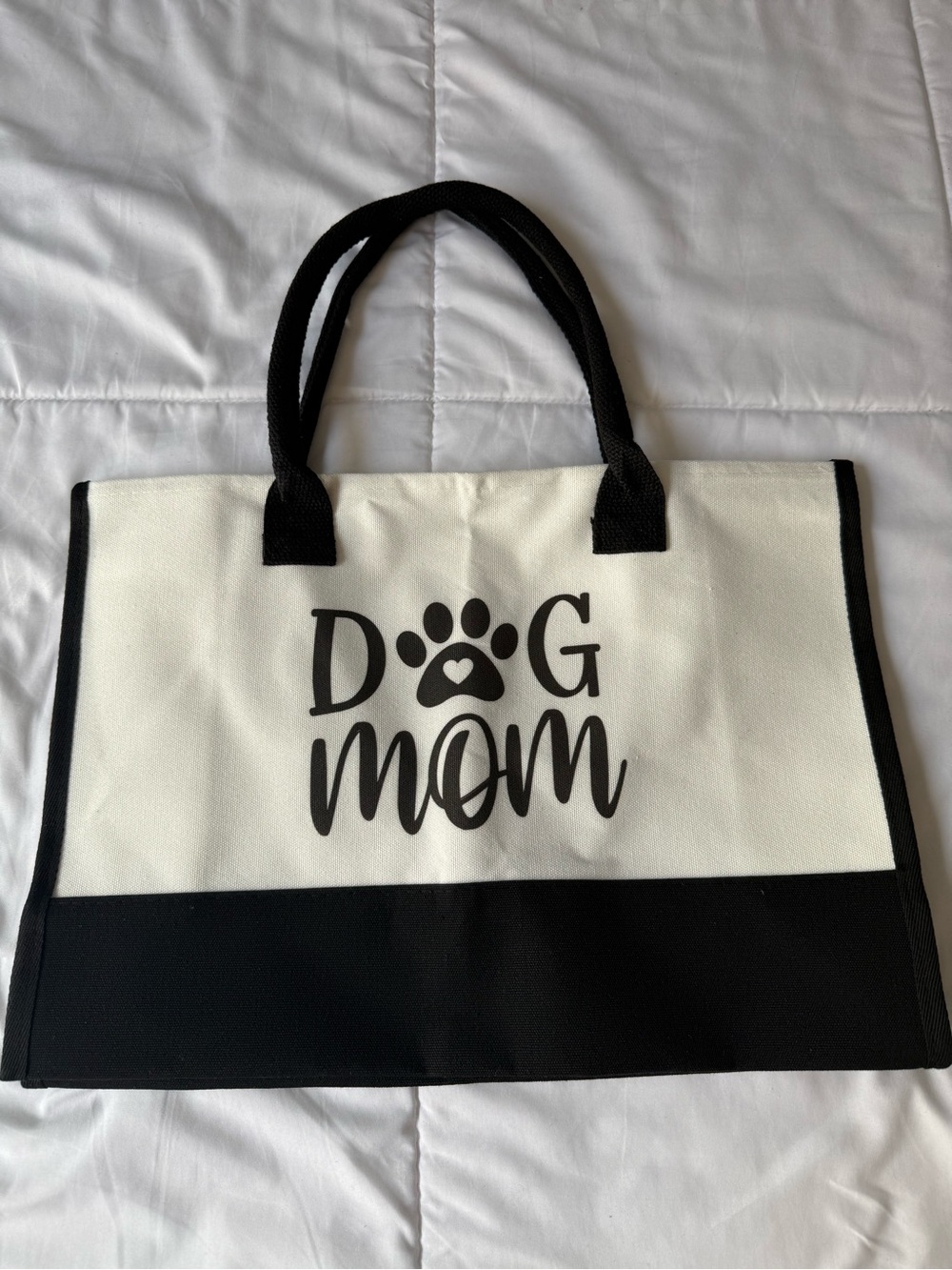 Dog Mom Tote Bag - Black and White